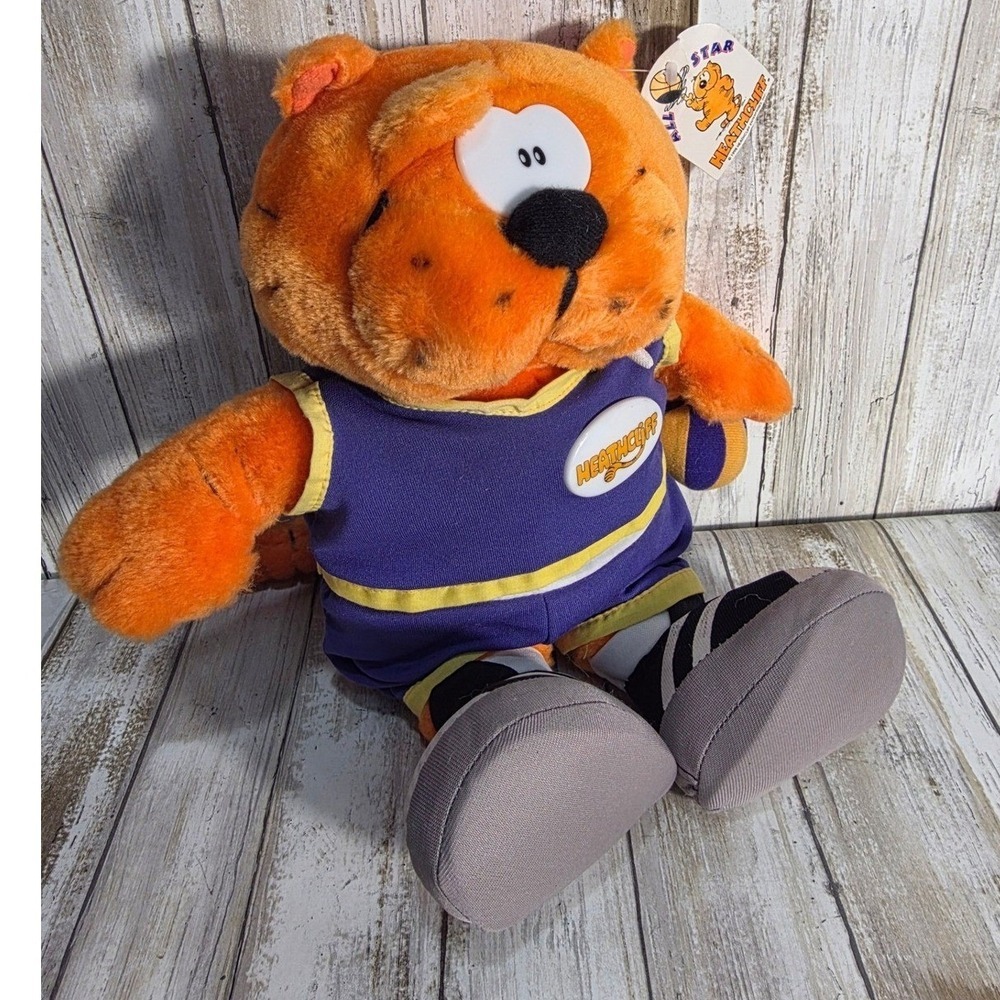 1998 Heathcliff All Star Plush Toy Orange Cat Basketball Player Outfit - Picture 10 of 10